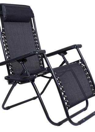Раскладное садовое кресло шезлонг orion black7 фото