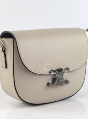 Сумка бежева шкіряна кремова сумка жіноча нюдова сумка італійська virginia conti2 фото