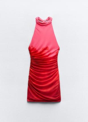 Тюлевое платье с принтом красная zara new1 фото