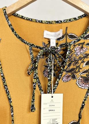 New! гірчична блуза в етнічному стилі англійського бренду monsoon 🧡5 фото