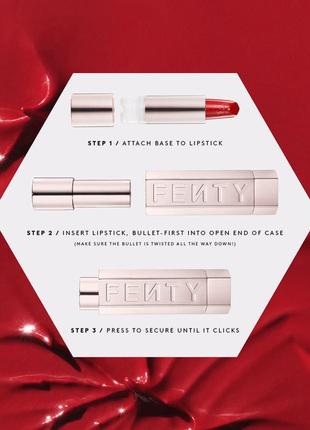 Набір рефіл помади + футляр fenty beauty icon semi-matte refillable lipstick set (lipstick/3.8g + case/1pcs)7 фото
