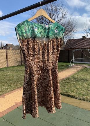 Леопардовое женское короткое платье от бренда guess, гесс, оригинал2 фото