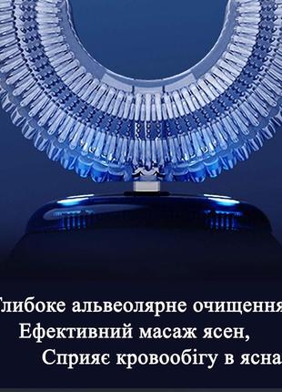 Електрична зубна щітка каппа на 360°, u-подібна, ультрозвукова зубна щітка з відбілюючим синім світлом.5 фото