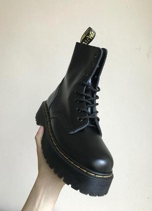 Зимние ботинки dr martens в черном цвете на платформе без меха (36-40)💜5 фото