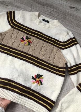 Свитер кардиган светер в полоску полосатий смужку светр кофта бежевый оверсайз вільний джемпер худи толстовка2 фото