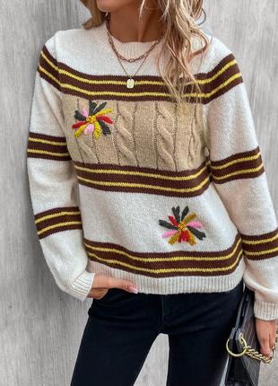 Свитер кардиган светер в полоску полосатий смужку светр кофта бежевый оверсайз вільний джемпер худи толстовка9 фото