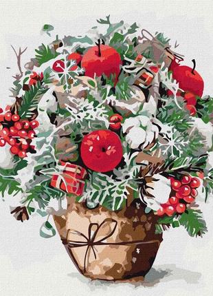 Картина по номерам новогодний натюрморт с яблоками 40*40 см идейка kho3026