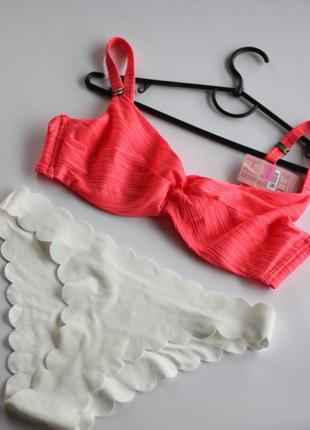 Купальник hunkemoller новий роздільний збірний 80e l xl рожевий неон беж тренд топ бренд оригінал