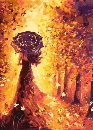 Картина за номерами origami пейзаж: дівчина в осінньому лісі lw 3062 40*50 виробництво україна1 фото