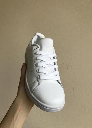 Кроссовки кеды adidas stan smith в белом цвете из кожи (36-40)💜10 фото