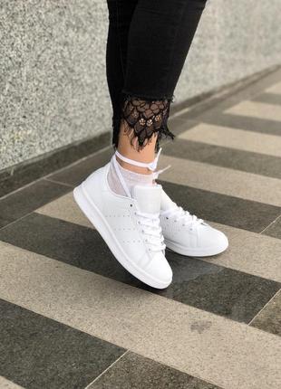 Кроссовки кеды adidas stan smith в белом цвете из кожи (36-40)💜9 фото