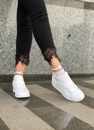 Кроссовки кеды adidas stan smith в белом цвете из кожи (36-40)💜8 фото