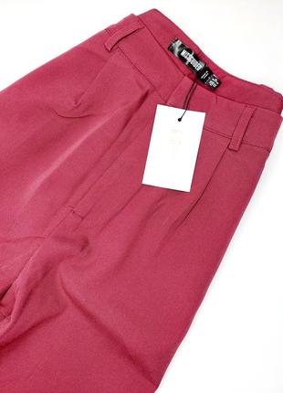 Бордовые широкие брюки с карманами5 фото