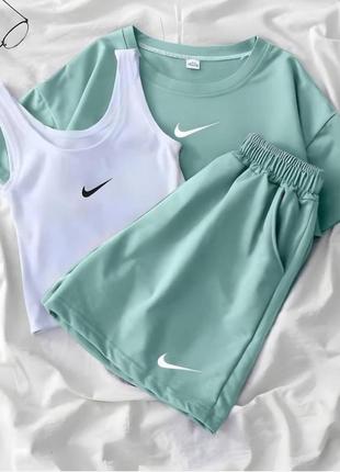 Костюм nike тройка (майка+футболка+шорты)6 фото