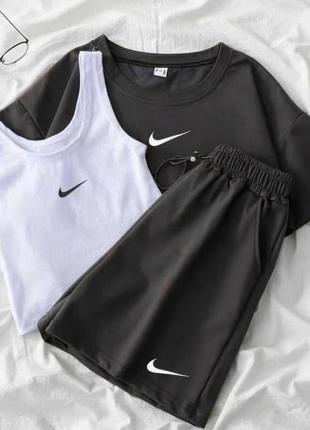 Костюм nike тройка (майка+футболка+шорты)