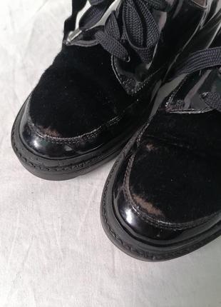 Женские лаковые черные туфли, Оксфорды8 фото