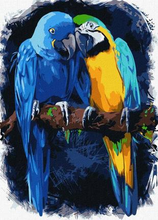Картина за номерами чарівні папуги  40*50 см ідейка kho 4463