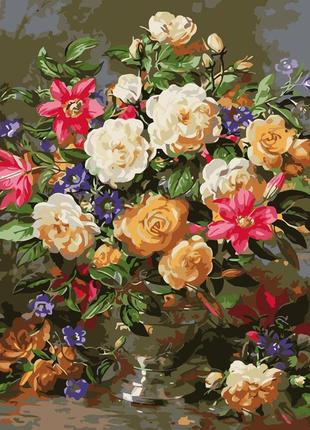 Картина за номерами origami букет троянд в в вазі lw 1107 40*50 виробництво україна