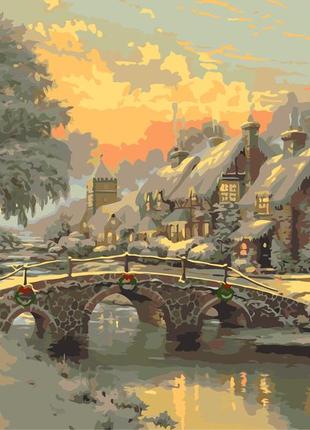 Картина за номерами різдвяний зимній пейзаж 40*50 см орігамі lw 3254