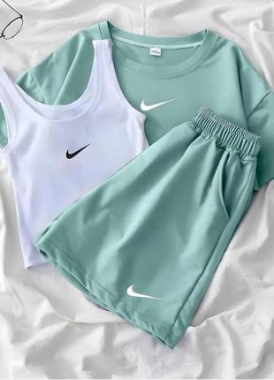 Костюм nike тройка (майка+футболка+шорты)