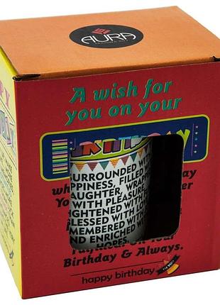 Кружка с пожеланием birthday (белая с зеленым)5 фото