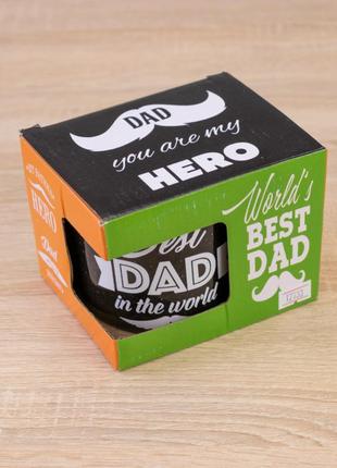 Кружка для папы папа ты мой герой - dad you are my hero 400 мл 12737 (черный)3 фото