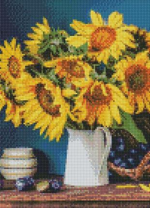 Алмазна мозаїка/вишивка яскраві соняшники. квіти 40*40 см идейка amo7417