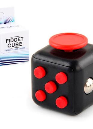 Кубик антистресс fidget cube (черный с красным)