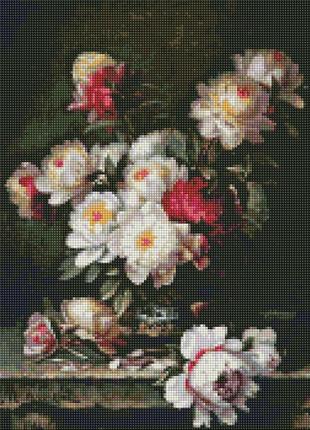 Алмазна мозаїка/вишивка ваза з півоном 40*50 см ідейка amo73851 фото