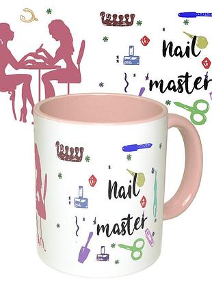 Чашка с принтом 65362 nail master (розовая)