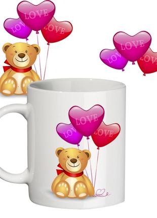 Чашка з принтом 64118 ведмедик з кульками1 фото