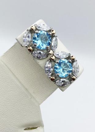 Сережки срібні з альпінітом та кубічним цирконієм 7,38 г