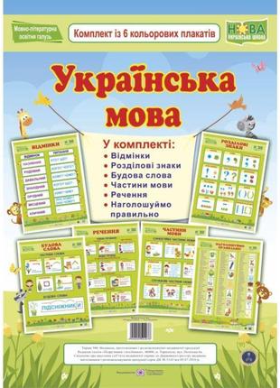 Нуш комплект із 6 кольорових таблиць пiдручники i посiбники українська мова