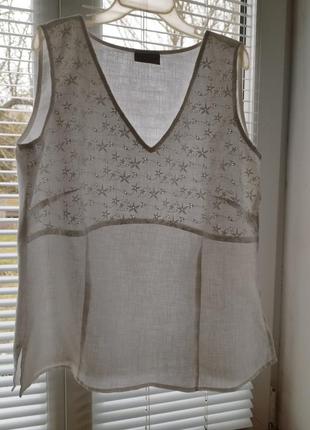 Льняная блузка с выбитым кружевом.c&amp;a.2 фото