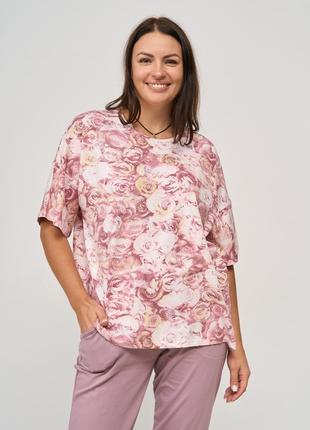 Женский батальный комплект из капри - розы по футболке2 фото