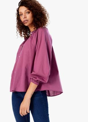 Шикарна блуза лілового кольору з рукавами обьемными