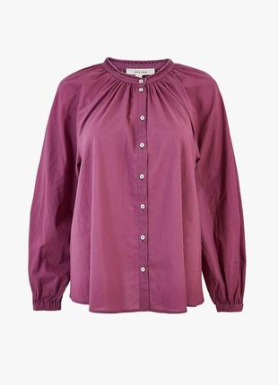 Шикарная блуза лилового цвета с обьемными рукавами3 фото