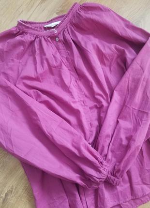 Шикарная блуза лилового цвета с обьемными рукавами4 фото