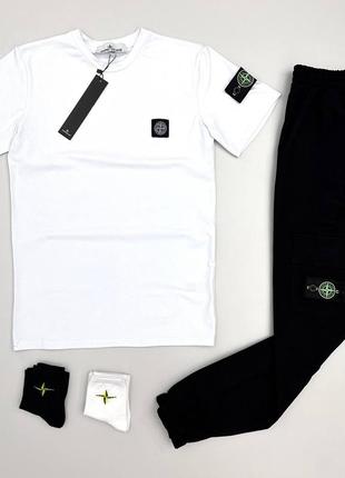 Летний комплект футболка брюки stone island