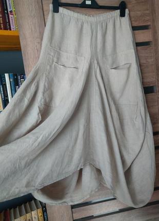Эксклюзивная льняная юбка в стиле бохо rifle label made in italy2 фото