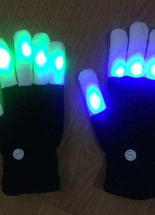 Светящиеся в темноте светодиодные перчатки resteq мигают 6 режимов6 фото