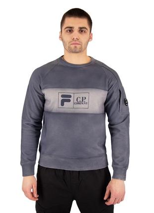 Світшот cp company x fila diagonal fleece sweatshirt in blue