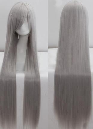 Длинные серые парики resteq 100см, прямые волосы, парики из высококачественных синтетических термостойких