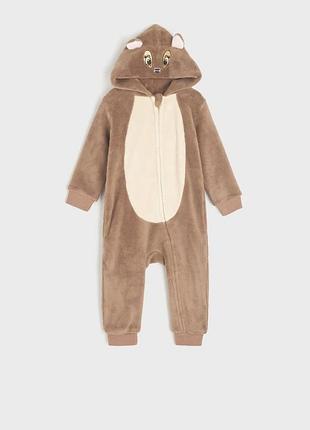 Дитячий пухнастий комбінезон з капюшоном