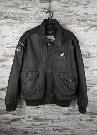 Мужской винтажный бомбер кожанный george винтаж кожа куртка летная по типу avirex alpha industries m65 ma-1