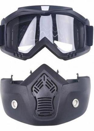 Мотоциклетна маска окуляри resteq, лижна маска, для катання на велосипеді або квадроциклі (прозора)