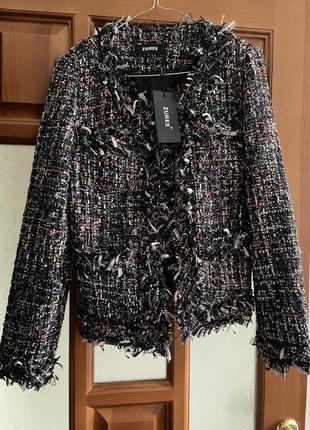 Твидовый пиджак жакет шаннель massimo dutti chanel твид новый твид m&s mango h&m на крючках