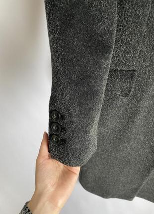 Пальто двобортне класичне базове оверсайз прямий крій пальто маскулине з чоловічого плеча графітове пальто вовняне шерстяне пальто максі довге5 фото