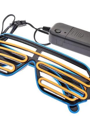 Светодиодные led el очки resteq очки для вечеринок, пати, желтые с синим ободком2 фото