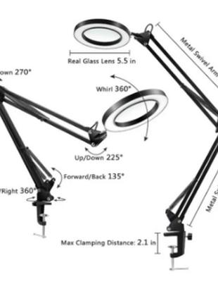 Настольная лампа с 5х увеличительным стеклом питание от usb4 фото